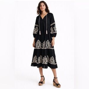 Chico’s Ric Rac Tiered Boho Maxi Dress Size 14 NWOT